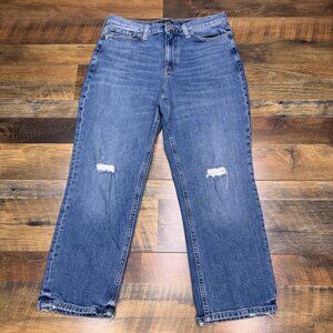 Banana Republic High Rise Straight Jeans Womens 31 Petite Blue Stretch Zion Wash